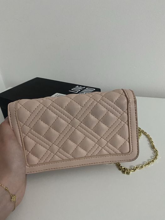 Дамска чанта Love Moschino розова от екологична кожа