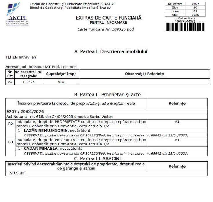 Teren Bod 814 mp-55 euro mp2