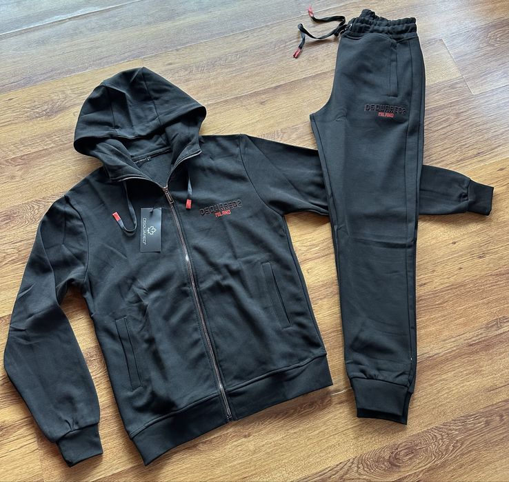 Мъжки,памучен,черен екип Dsquared с червено по логото