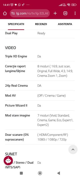Vând TV LG32LA6130 3D defect