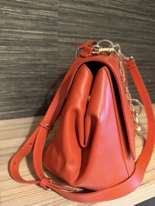 Geanta Musette piele naturala Rosu-Corai