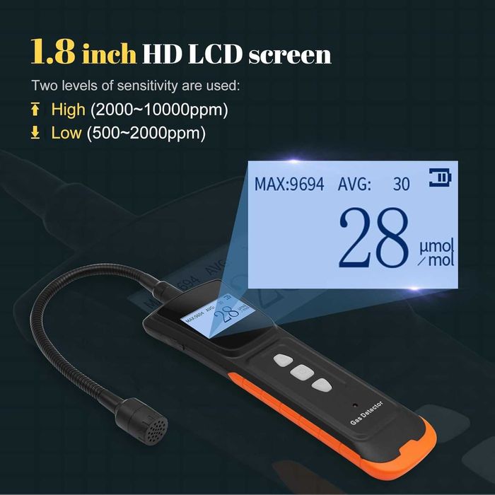 Портативен газов детектор акумулатор и вибрационна аларма Газдетектор