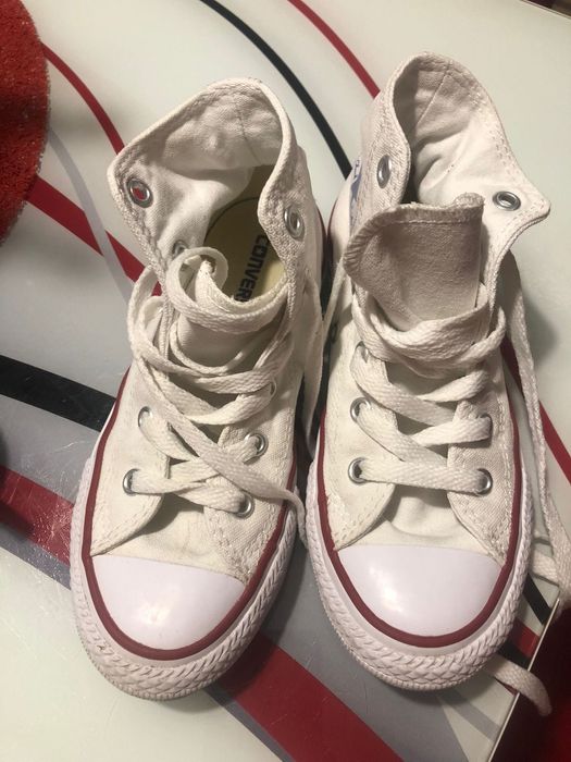 Teniși înalți cu siret Converse albi, copii