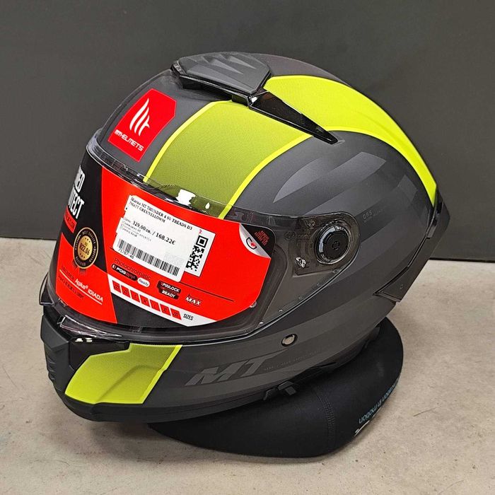 ПРОМОЦИЯ Каска MT Thunder 4 SV Treads D3 MATT Grey/Yellow- Код: 71787