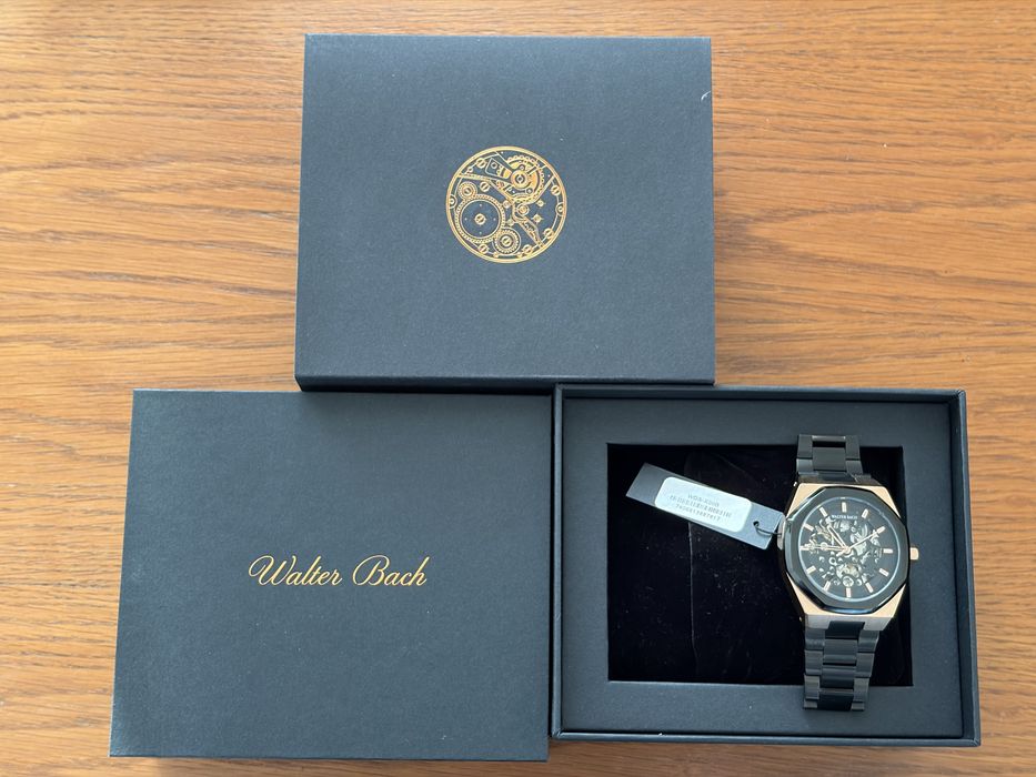 Ceas Walter Bach Skeleton Gold & Black Automatic - Nou la Cutie