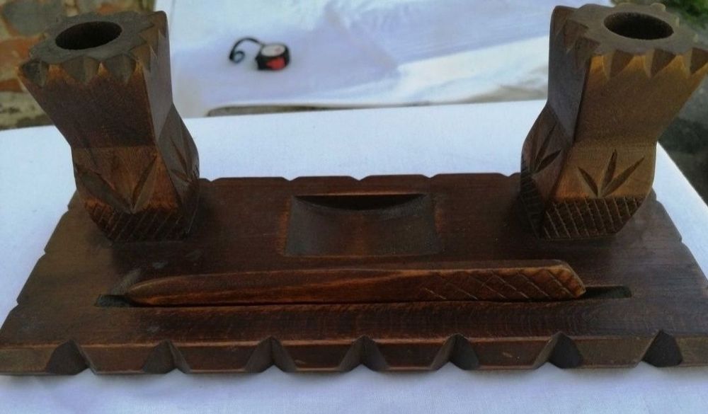 Set pentru corespondență lemn sculptat