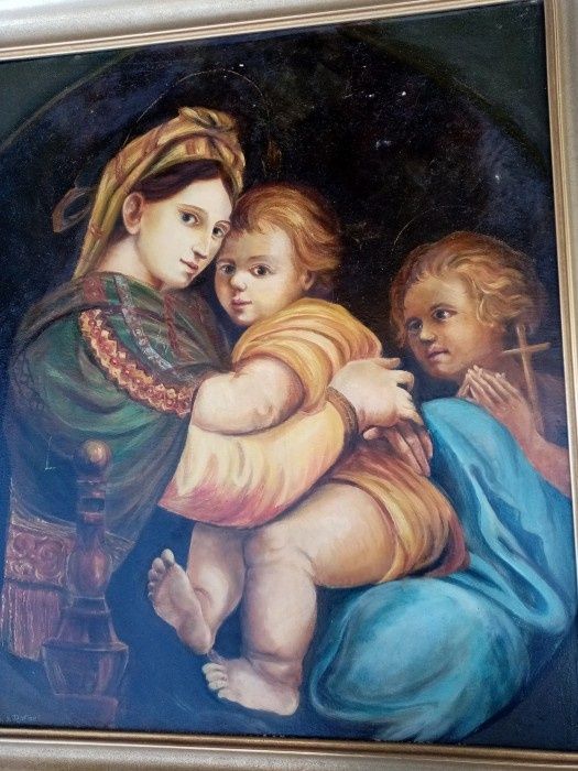 Tablou Pictură în ulei pe lemn lucrare de maestru după Madonna Della