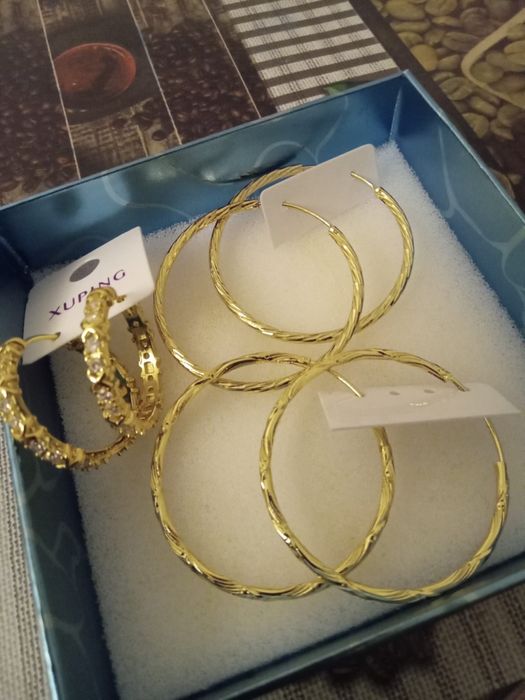 Cercei noi hipoalergenici placați cu aur