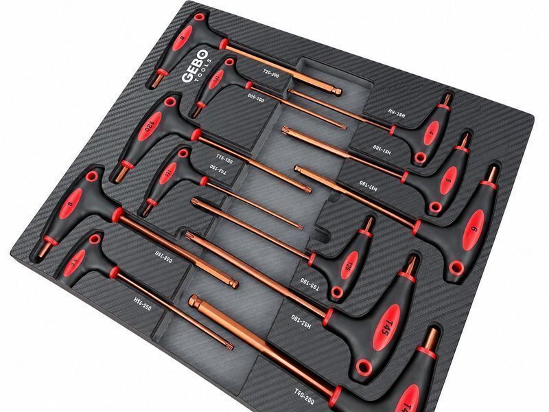 Модул за шкаф с торкс имбус в инч с дръжка т, 18 части gebo tools