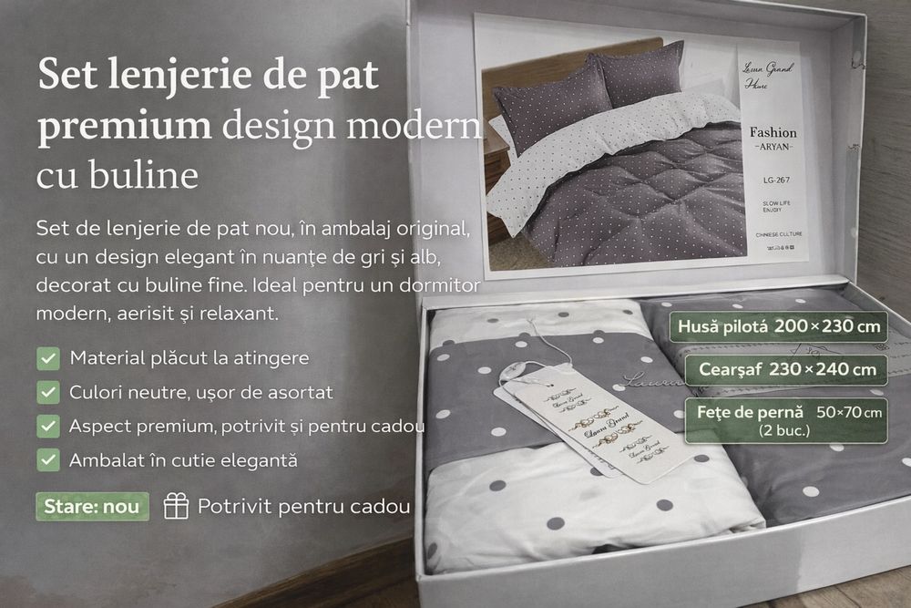Set lenjerie de pat premium Laura Grand Home– design modern cu buline