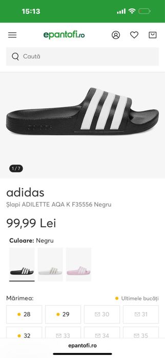 Papuci / slapi , de la firma adidas ,  pentru copii , numarul 28