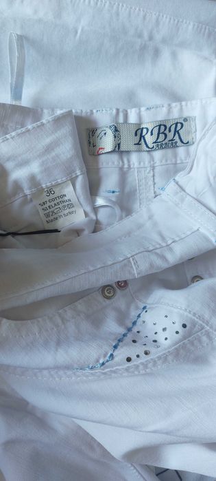 Брюки летние бежевые белые