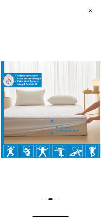 Cearceaf pat, Rezistent poliester/TPU, Impermeabil, 120x200x35cm, Alb