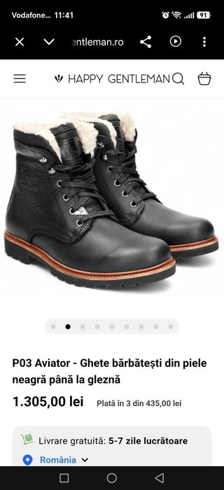 Ghete Panama Jack P03 Aviator, calitate superioara ,Made in Spania