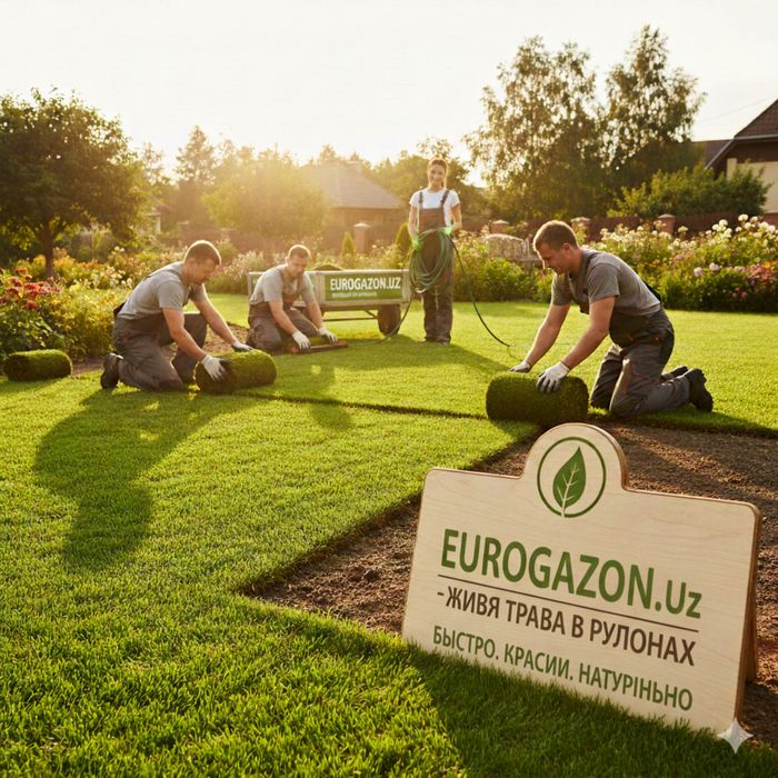 Натуральный рулонный газон в ташкенте
