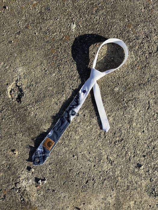 Cravata Carhartt WIP reworked 1of1 handmade white & blue