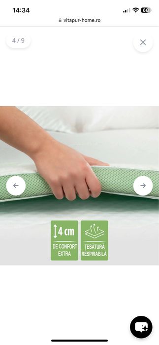 Topper 160 x 200 - roll up cun inaltimea de 4 cm