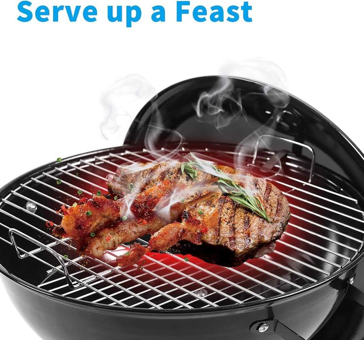 Барбекю на дървени въглища Kono Kettle, преносимо черно, 47x49x80 см