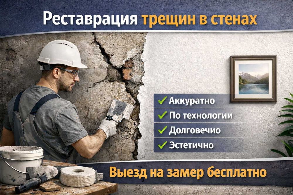 Реставрация трещин в стенах Алматы. Уберем трещины аккуратно и надолго