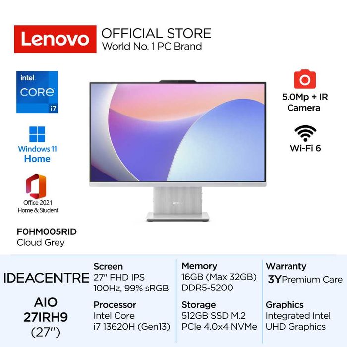 Lenovo IdeaCentre AIO 27IRH9/Intel Core i7-13620H|16GB|512GB SSD|27"