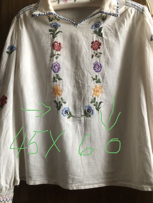 Ie Românească Autentică - Cusuta MANUAL pe Pânză de Bumbac