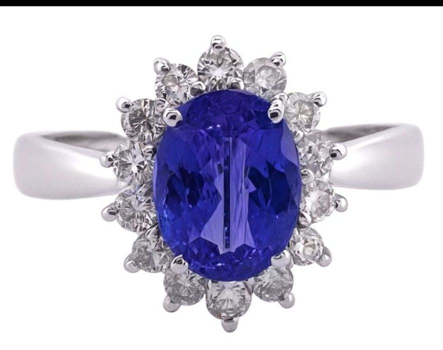Inel cu Tanzanit și Diamante Naturale