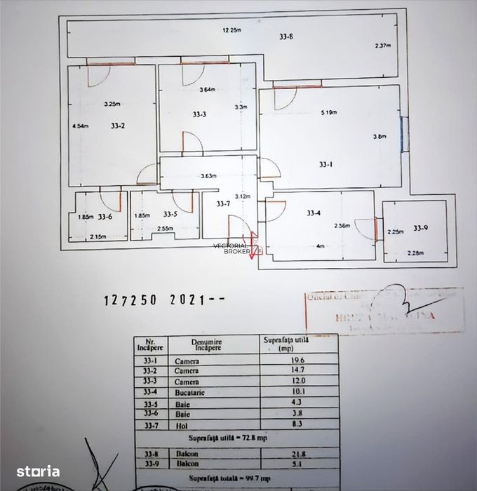 3 Camere Cu Terasa Si Balcon  99,7Mp  2 Bai  Parcare X2