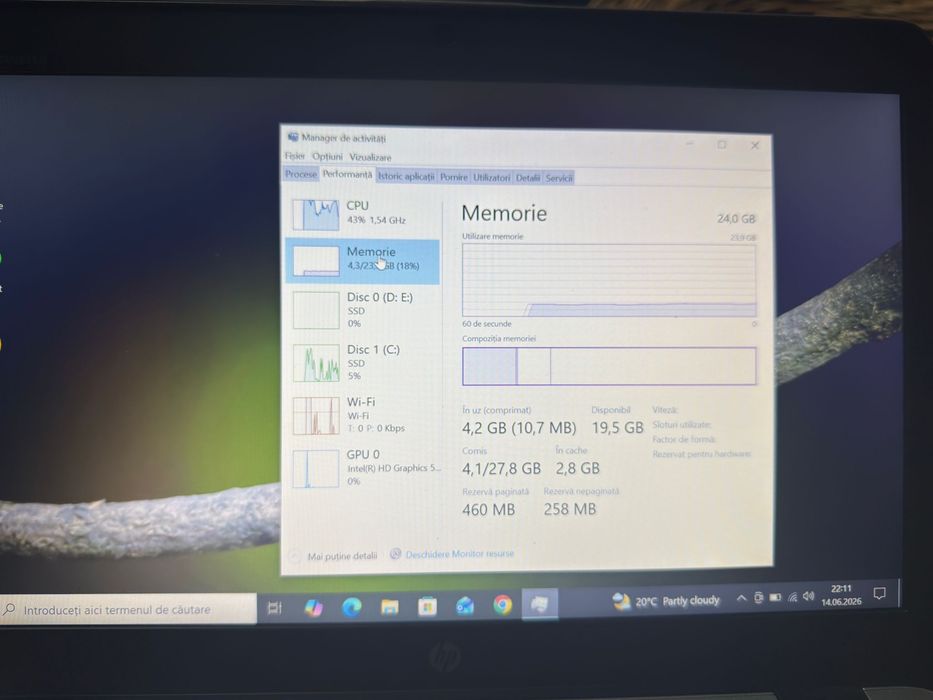 Laptop HP – 24 GB RAM, SSD-uri Samsung + Adata, Windows 10 Pro + Office