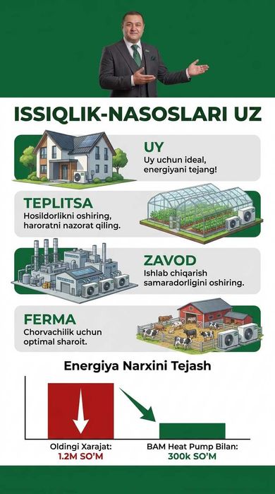 Тепловой Насос кашкадаря Issiqlik Nasoslari Qashqadaryo  -40% SKIDKA