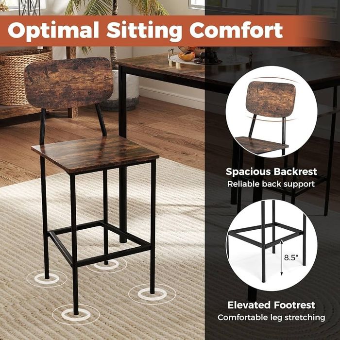 Set mobilier masa şi 4 scaune maro cadru metalic