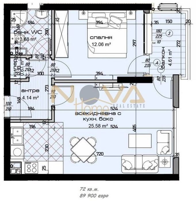 Продава се Двустаен апартамент в Варна, Младост 1 - 69 кв.м за 798 €/кв.м - Снимка #11