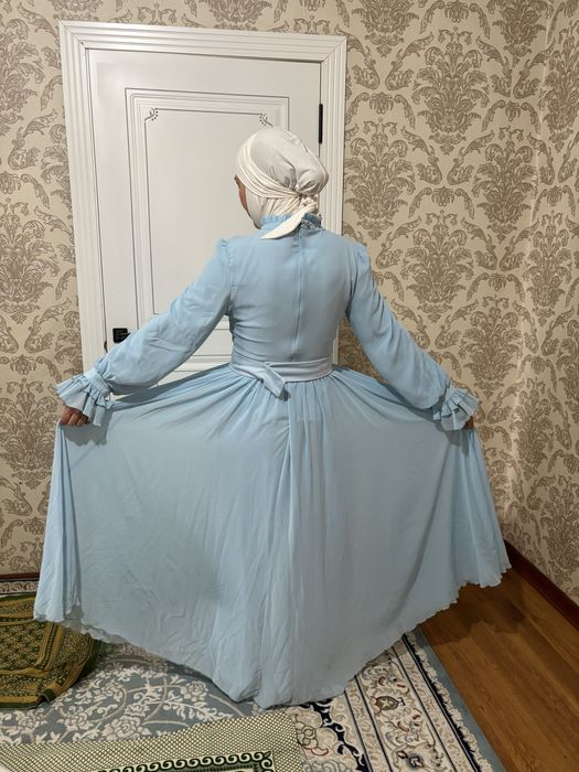 Кешкі көйлек көк түсті кең етекті