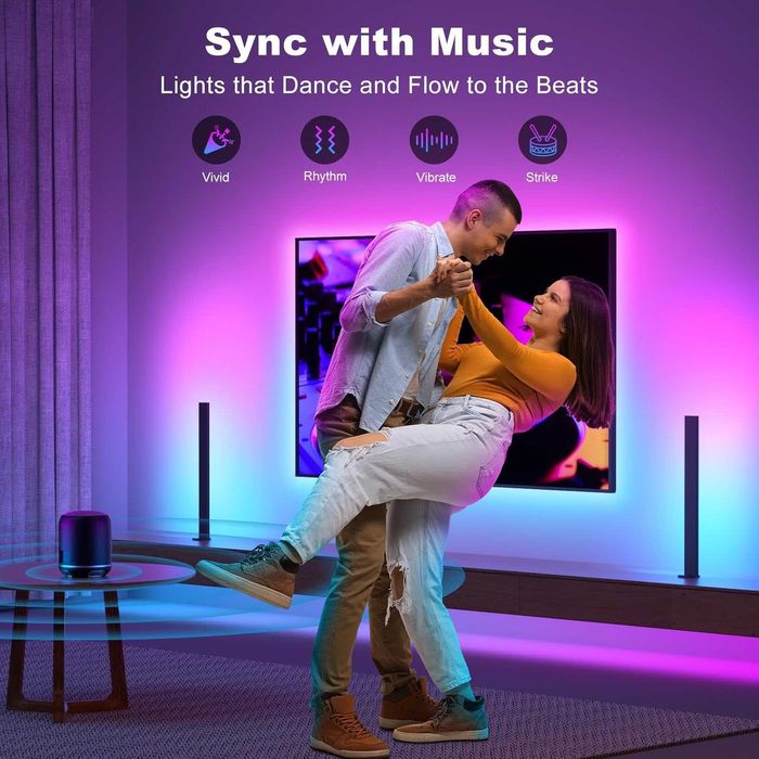 Set 2 lampi LED RGB SMART,42cm,APP+Tele+Music Sync, REDUS de la 275RON