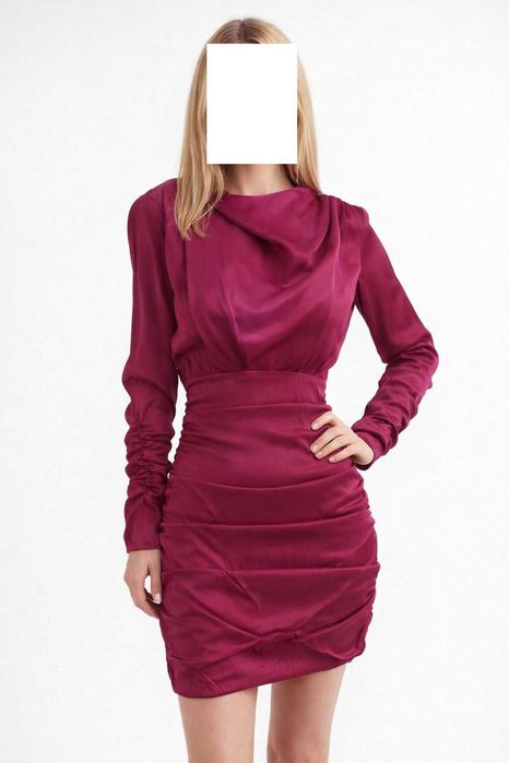 Rochie de seara visinie satinata noua - 100lei
