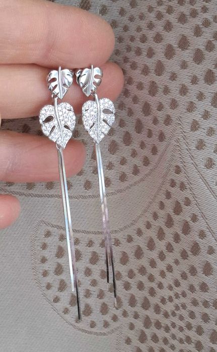 Сребърни висящи обици