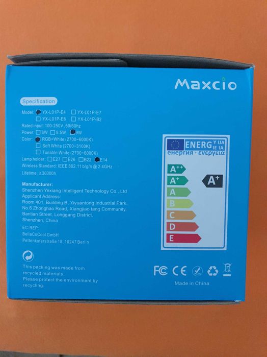 Bec LED RGB + dimabil cu WIFI E14/9W - Maxcio
