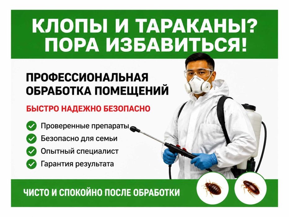 Профессиональное уничтожение клопов, тараканов и грызунов с гарантией