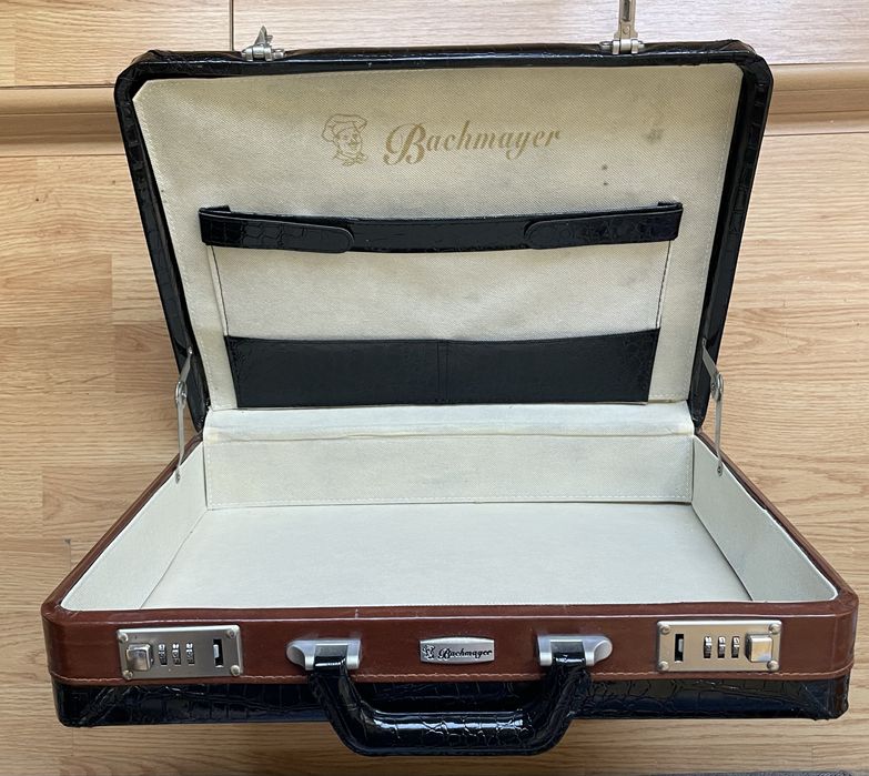 Geanta/servieta din piele cu cifru negru