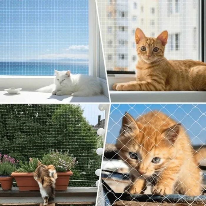 Plasa protectie pisici balcon si fereastra, Transparet/Alb, 3m x 5m