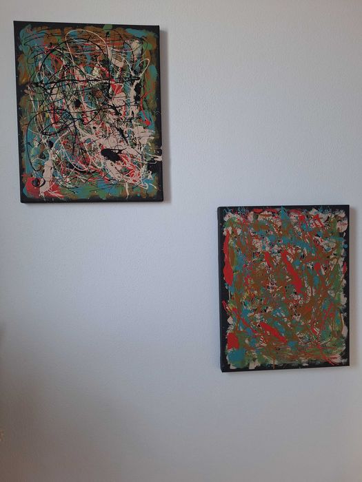 Tablou pictat manual, abstract, original, oferta, unic, stil Pollock