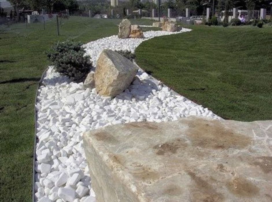 Мраморная крошка 1-2см, галька, цветные камни, бордюры и ткань