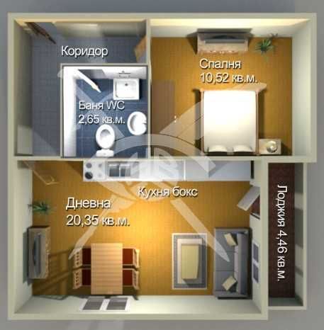 Двустаен апартамент в Меден Рудник 370- 13047