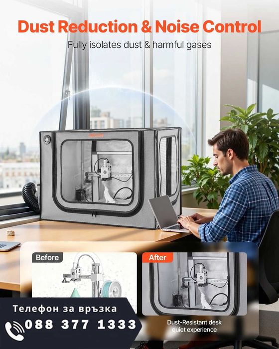 НЕМСКИ Капак за 3D Принтер VEVOR + Подарък ЛЕД ФЕНЕР