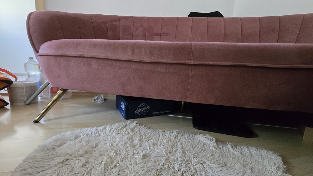 Canapea catifea roz – elegantă și modernă – 190 cm