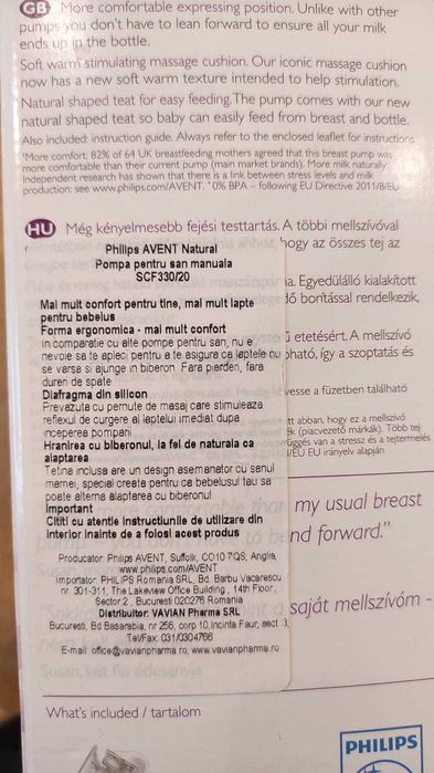 Pompa de san manuala PHILIPS AVENT SCF330/20