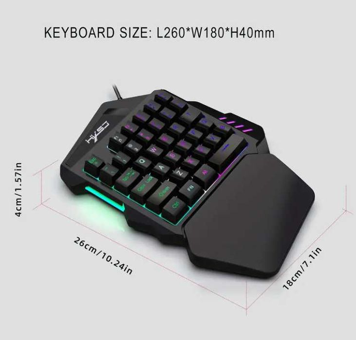 Гейминг клавиатура HXSJ, V100 с 35 клавиша, USB, черен