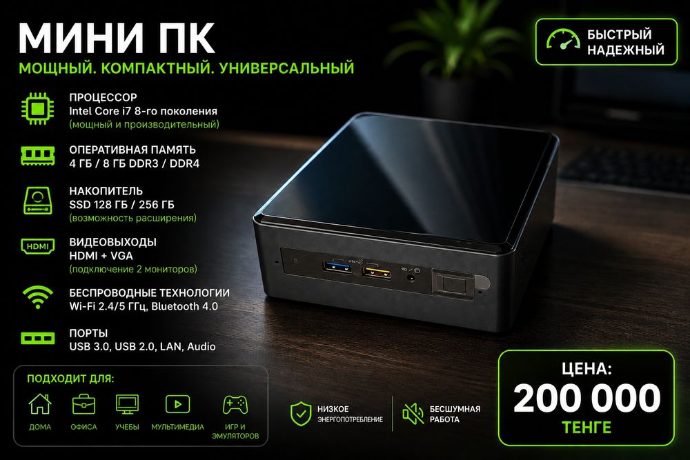 Мини ПК Intel Core i7 8-го поколения Компактный и мощный