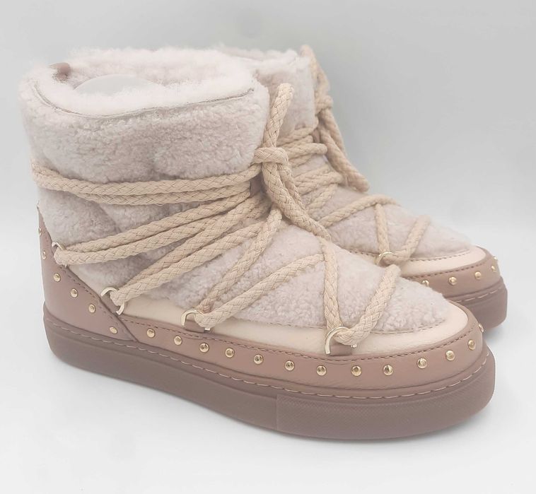 Ghete apres ski INUIKII originale piele + blana naturala 38