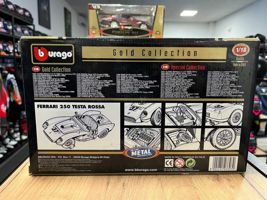 BBURAGO метална колекционерски  модел FERARRI 250 TESTAROSSA 1:18