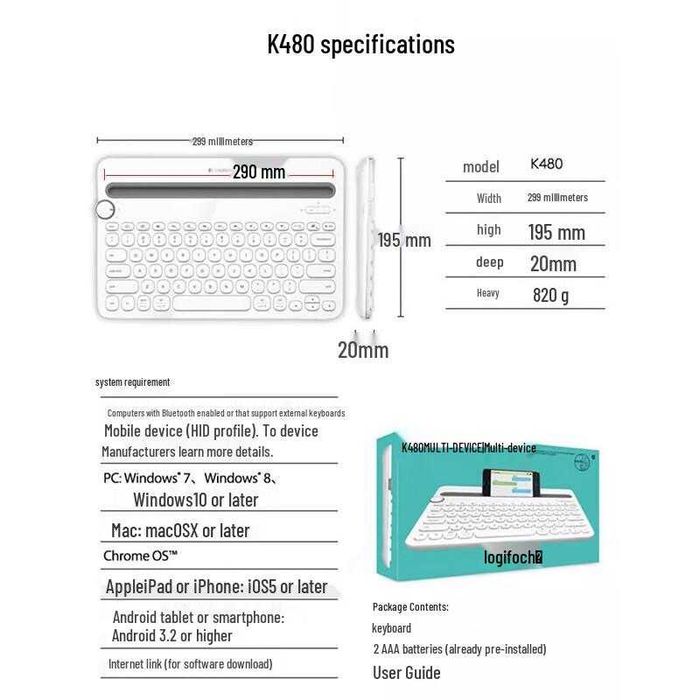 Tastatura wireless Logitech K480 Multi-Device